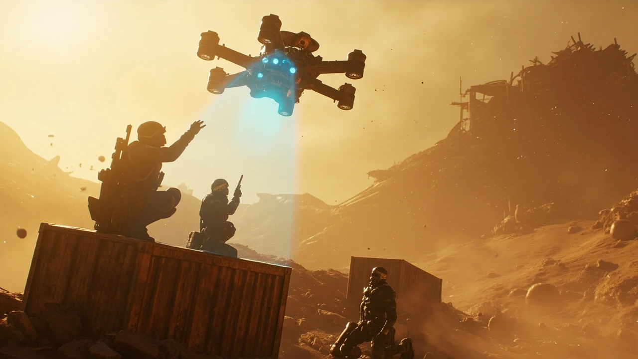 Eyes in the Sky Arc Raiders recon drone over a ruined industrial map