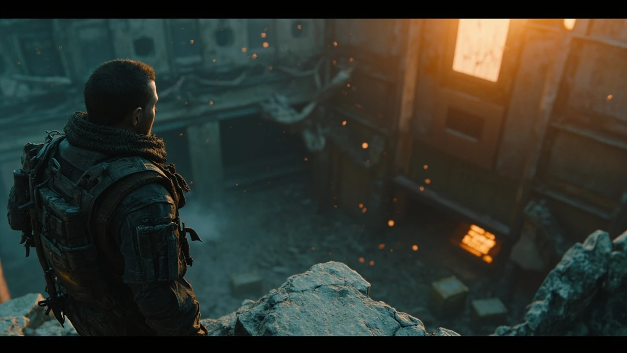 A reveal in ruins Arc Raiders mission scene in a destroyed facility